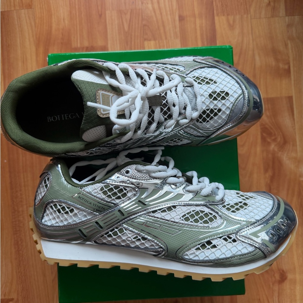 Bottega Veneta Orbit Sneaker Olive and White